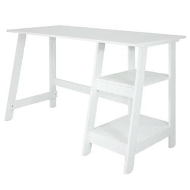 Imagem de Mesa Escrivaninha Gamer 2 Pateleiras 120 Cm Mc190 Branco Dtall Branco 