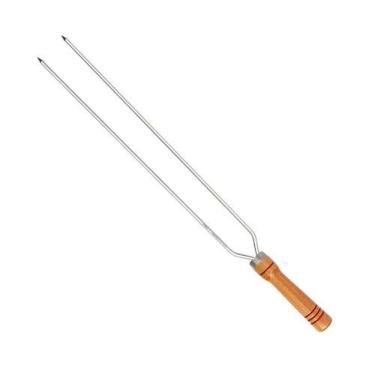 Imagem de Espeto para Churrasco Espeto Duplo 90CM Alumínio para Assar Carnes com Lâminas e Cabo d...