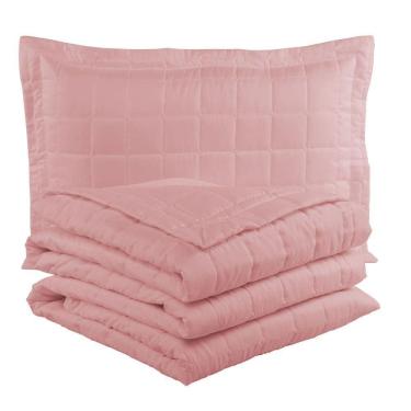 Imagem de Cobre Leito Soft Rosé Solteiro 2 Peças 100% Poliéster Matelado Liso-Sólido Rosê