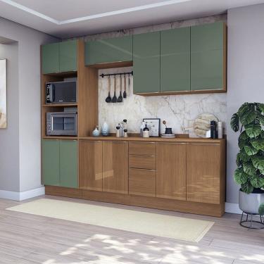 Imagem de Cozinha Compacta 5 Peças com Torre Quente Vibra Canela/Verde Pistache Super Brilho