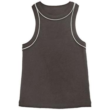 Imagem de Regata Ribana Feminina Cinza com Branco Basic+ Toque Macio