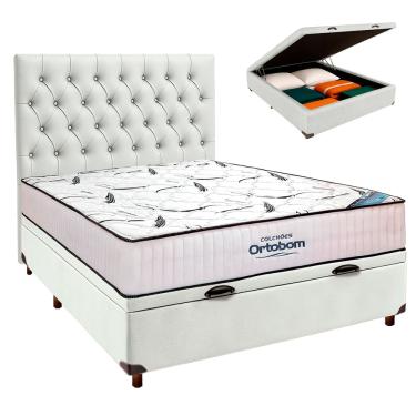 Imagem de Box Bau Blindado + Colchão Casal High Foam Ortobom + Cabeceira