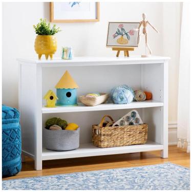 Imagem de Estante baixa infantil Guidecraft Taiga 2-Shelf Bookcase Branca com 2 prateleiras abert...