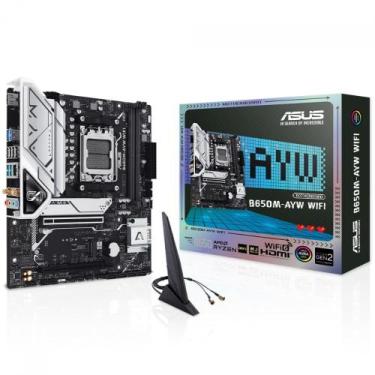 Imagem de Placa Mãe Asus B650M-AYW WIFI, Chipset B650, AMD AM5, mATX, DDR5, 90MB