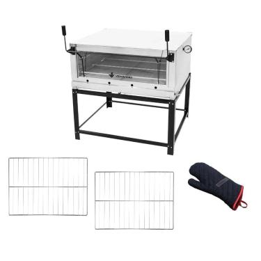 Imagem de Forno Gás Industrial Pedra Refratária Roma Inox 90 Firi90 + 2 Grades Extra + Luva Térmi...