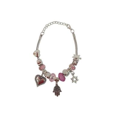 Imagem de Pulseira Berloque Prateada E Dourada Feminina De Pedras - Scilla
