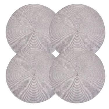 Imagem de Jogo Americano Redondo Fresno Espiral Cinza 38cm 4 Peças - Lyor
