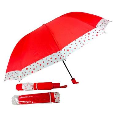 Imagem de Guarda Chuva Bolinha Contra Vento Cabe Na Bolsa Grande Resistente Dobr