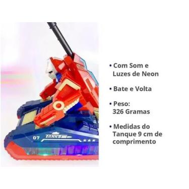 Imagem de Carrinho De Brinquedo Transformes Tank De Guerra Colorido Com Luz E So