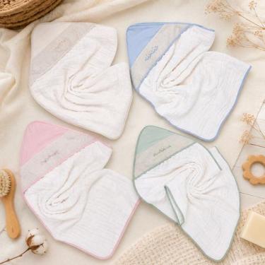 Imagem de Toalha Banho Bebê Soft Capuz Algodão 3 Camadas 85cm Loupiot, Nude