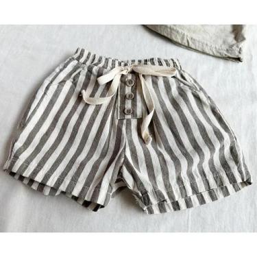 Imagem de Shorts de Linho e Algodão para Bebê (0-24 meses) - Listrado e Casual, 