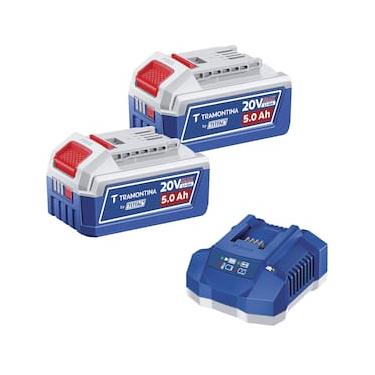 Imagem de Kit 2 Baterias Tramontina by Total 20V 5,0Ah Lithium-Ion + Carregador 4,0A Bivolt