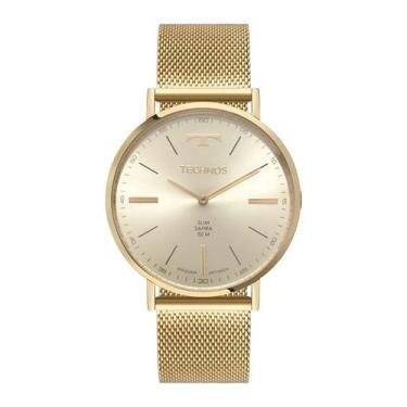 Imagem de Relogio Technos Masculino dourado slim fino vidro de safira antirisco 