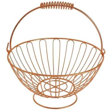 Imagem de Fruteira De Mesa Aramada Redonda Inoxidável Rose Gold 24cm - Gici Deco