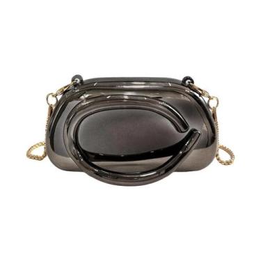 Imagem de Bolsa Mini Clutch Com Fecho De Metal Dourado Para Mulheres, Bolsa De O