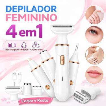 Imagem de Máquina Depiladora Feminina Recarregável 4 em 1 Removedor de Pelos - D