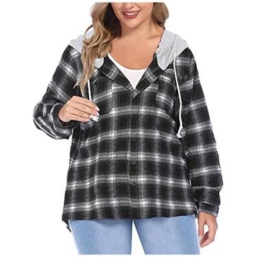 plus size flannel moletom com capuz