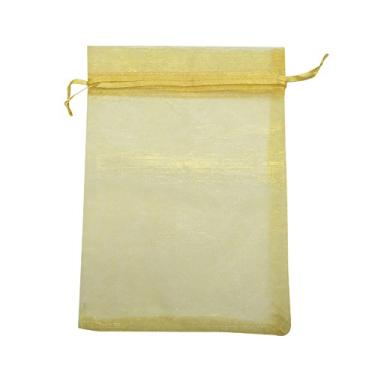 Imagem de 50pcs Organza Pouch Bag Drawstring 5"x7" 13x18cm Strong Gift Candy B6ag Jewellery Party Wedding Favour (Gold)