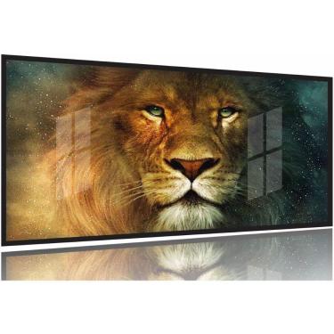 Imagem de Quadro decorativo Leão Animais Arte 130x60 Moldura Preta 2x2