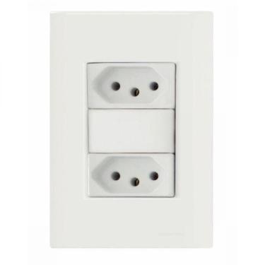 Imagem de Conj 4x2 2 Tomadas 2p+t 10 A 250 V Tramontina Giz Branco