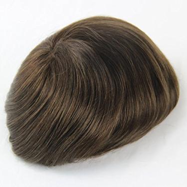 Imagem de Base de pele mono de substituição de cabelo humano de peruca masculina (20,32 x 25,4 cm, 4 marrom médio)