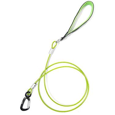 Imagem de Mighty Paw coleira para cães à prova de mastigação – cabo de 1,82 m, cabo trançado de aço com alça acolchoada e mosquetão para escalada de pedra.Mighty Paw 6 Feet verde