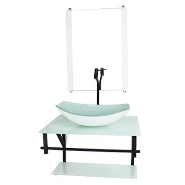 Imagem de GABINETE DE VIDRO PARA BANHEIRO 60CM AP CUBA OVAL CHANFRADA BRANCO FULL