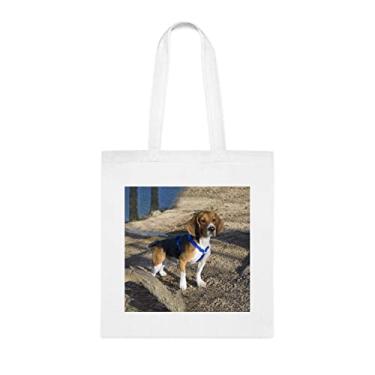 Imagem de Bolsa de alerta para cães Beagle, presente de cachorro Beagle de alerta, aniversário de cachorro Beagle de alerta bolsa de ombro de cachorro Beagle de alerta, bolsa reutilizável para cães Beagle de alerta, Branco