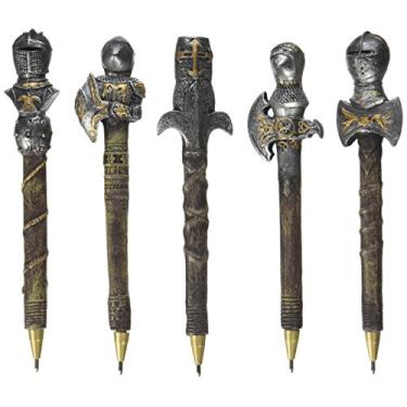 Imagem de Design Toscano CL993664 Cavaleiros do Reino: Caneta de Armadura de Batalha, C, Conjunto de 5, Cor Completa