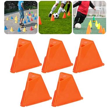 Imagem de Marcadores de treinamento de futebol 5 pçs Cones de treinamento de barreira de futebol Marcador de skate durável Rolo de cones de estrada de treinamento(橙色)