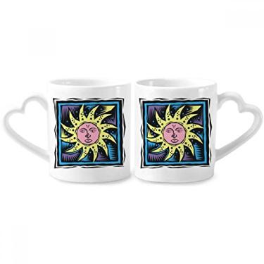 Imagem de Myths Lgends Mexicon Culture Element Gravura Casal Porcelana Conjunto de Caneca Cerâmica Amante Copo Coração Alça