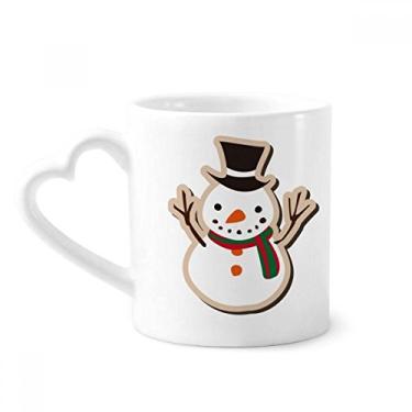 Imagem de Caneca de Natal com desenho de boneco de neve festival caneca de café cerâmica copo de coração de vidro