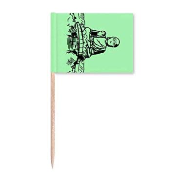 Imagem de Estátua de bênção do edifício do altar delineador bandeiras de palito de dente marcador decoração de festa