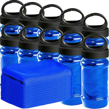 Imagem de Kit 10x Toalha Esportiva Gelada Refrescante TopGet Azul