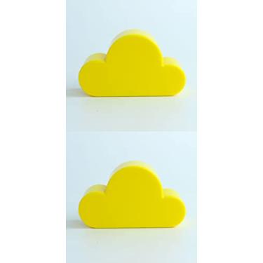 Imagem de Chaveiros magnéticos decorativos criativos e coloridos em forma de nuvem, perfeitos para porta, suporte de parede decorativo de entrada para chave (amarelo, 2 peças)