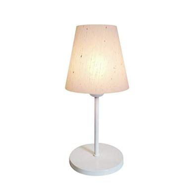 Imagem de Abajur de Mesa Md-2005 Base Aluminio Branco Cúpula em Tecido Cone Linho Bege - Bivolt