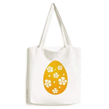 Imagem de Sacola de lona com design de ovo amarelo Festival da Religião da Páscoa bolsa de compras casual