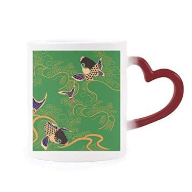 Imagem de PaintingJ caneca apanese amarela sensível ao calor de peixe vermelho muda de cor