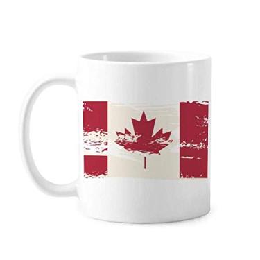 Imagem de Caneca de cerâmica com estampa preta e vermelha sabor do Canadá, xícara de porcelana de café