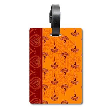 Imagem de Printing Repeat Cloth Orange Colorful Art Suitcase Bagagem Etiqueta Bagagem Etiqueta Etiqueta Scutcheon Etiqueta