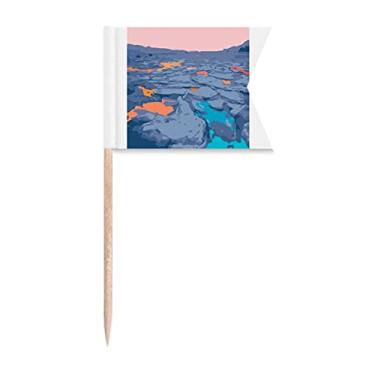 Imagem de Floe de gelo branco azul cria bandeiras de palitos de dentes, marcação de etiquetagem para bolo de festa, comida de queijo