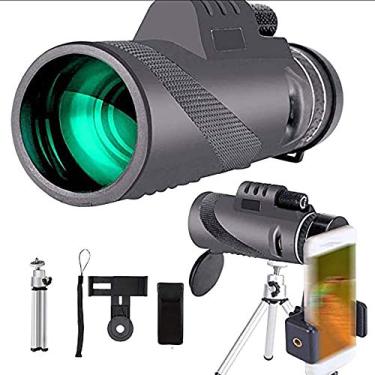 Imagem de PTelescópio profissional 40X60 HD zoom monocular ótico luneta monóculo Tripé com suporte para telefone celular para Praia Viagem Pássaro Acampamento Caminhada Preto