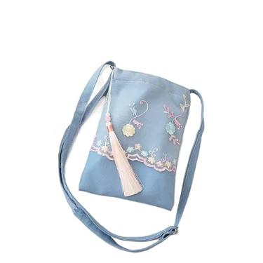 Imagem de Bolsa de terno Han de 22 cm estilo chinoiserie acessórios bolsa transversal feminina estilo chinês, Azul, Large