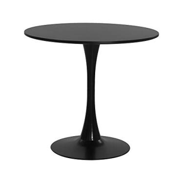 Imagem de Mesa Saarinen Tulipa Redonda 80cm Tampo Madeira Preto Sala Cozinha Jantar