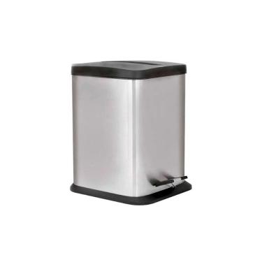 Imagem de Lixeira Inox Pedal Quadrada Mor Jaspe 6L Balde Removivel