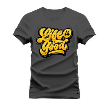 Imagem de Camiseta Plus Size Premium Estampada Algodão 30.18 Life Good Grafite G3