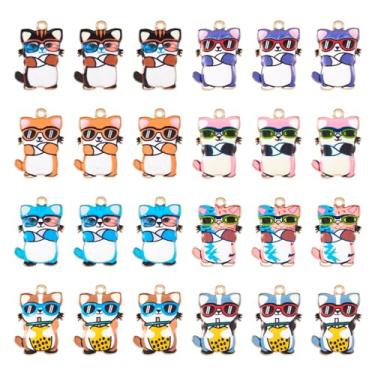 Imagem de Spritewelry Berloque com tema animal esmaltado flor cabeça de gado gato borboleta raposa tartaruga pingentes para brinco colar pulseira chaveiro joias artesanato fabricação, Esmalte, Sem Pedra