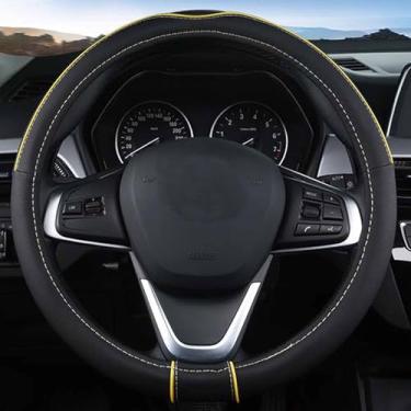 Imagem de Capa de volante automotiva Shiawasena para carro, ajuste universal de 38 cm, couro macio, respirável antiderrapanteSHIAWASENA Universal 15 Inch