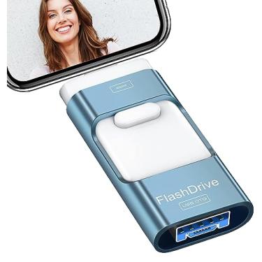 Imagem de Pen Drive de 256 GB para telefone, cartão de memória USB, armazenamento externo, pen drive para fotos, compatível com telefone, pad, Android, PC e mais dispositivos (azul)