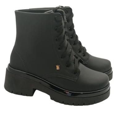 Imagem de Bota Coturno Feminino Sola antiderrapante Moda Blogueira Salto Baixo super confortavel (37, Preto)